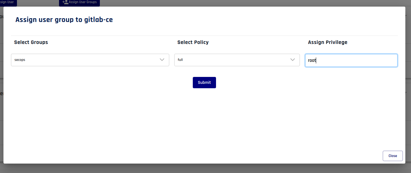Assign user group to service