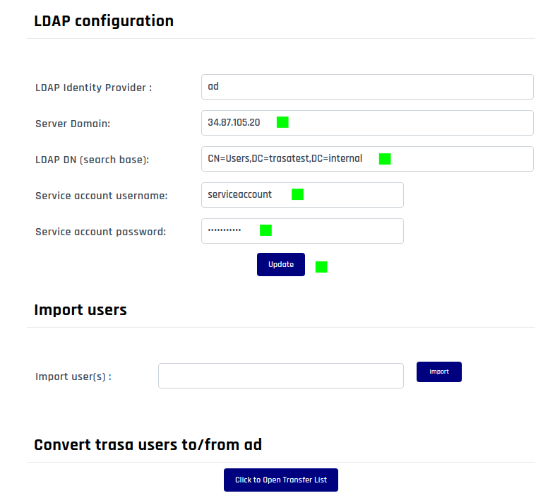 Configuring LDAP IDP