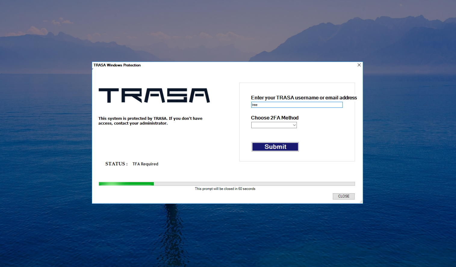 TRASAGATE TFA Prompt